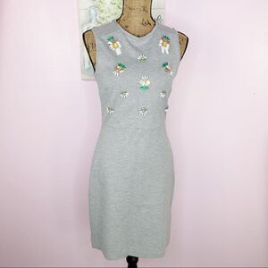 Banana Republic Dress Knit Embellished Jewell Pineapple Sheath Heather Gray 2